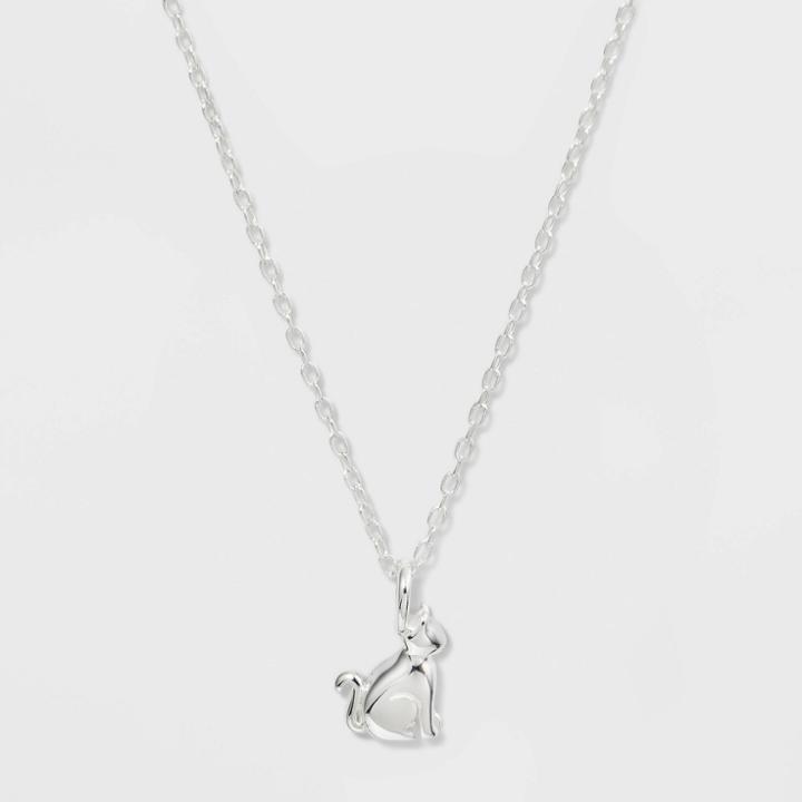 No Brand Cat Pendant Necklace - Silver, Women's