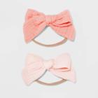 Baby Girls' 2pk Skinny Headwraps With Muslin Bows - Cloud Island Pink,