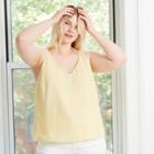 Women's Plus Size Polka Dot Essential Tank Top - A New Day Yellow