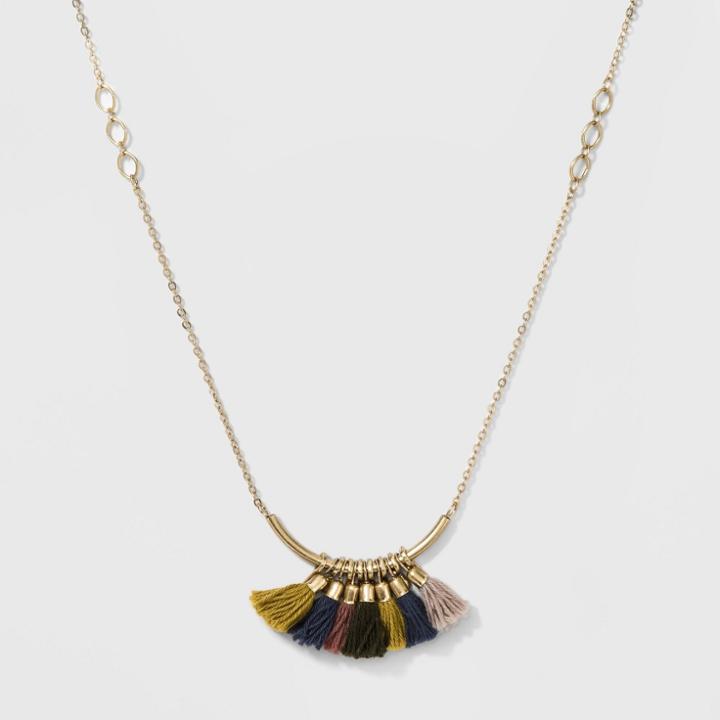 Frontal Paddle And Tassel Necklace - Universal Thread Gold
