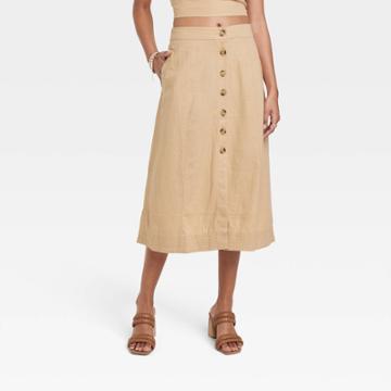 Women's Utility Midi A-line Skirt - Universal Thread Tan