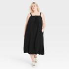 Women's Plus Size Sleeveless Tie-front Floating Dress - Universal Thread Black