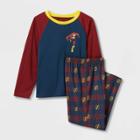 Boys' The Flash 2pc Flannel Print Pajama Set - Navy Blue