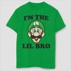 Boys' Super Mario Bros Luigi Lil Bro T-shirt - Green Xs,
