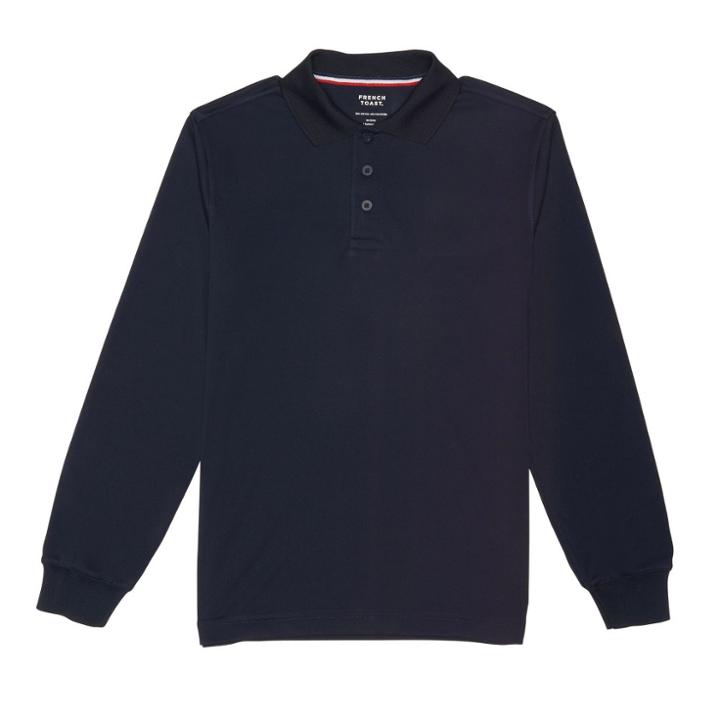 French Toast Boys' Long Sleeve Sport Uniform Polo Shirt - Navy (blue)