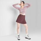 Women's Long Sleeve V-neck Ruched Front Fitted Sweater Knit T-shirt - Wild Fable