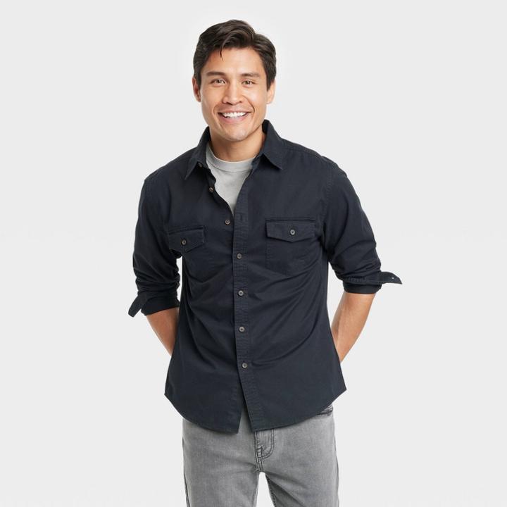 Men's Utility Button-down Shirt - Goodfellow & Co Black