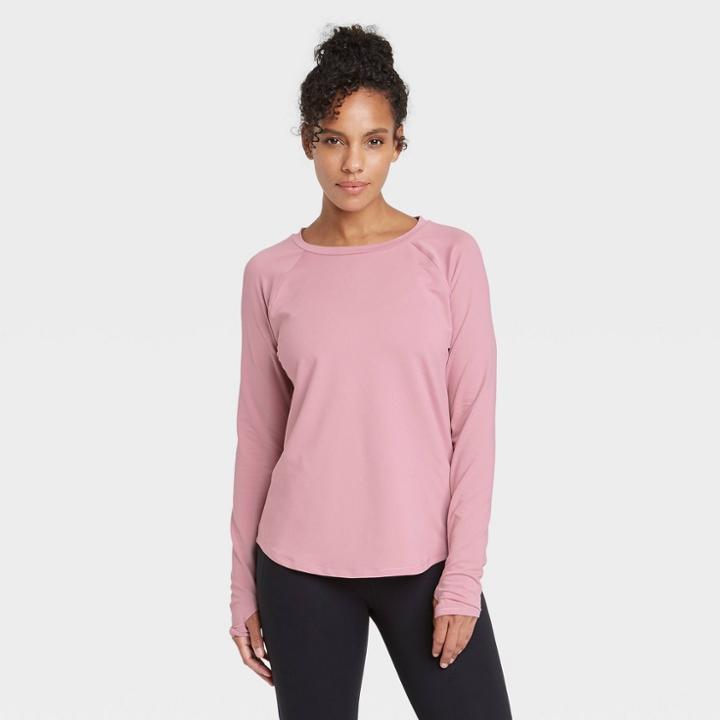 Women's Essential Crewneck Long Sleeve T-shirt - All In Motion Rose