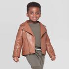 Toddler Boys' Faux Leather Moto Jacket - Art Class Rust 18m, Boy's, Orange