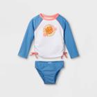 Toddler Girls' 'stay Golden' Long Sleeve Rash Guard Set - Cat & Jack Blue
