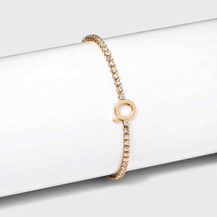 Gold Plated Cubic Zirconia Initial 'q' Tennis Bracelet - A New Day Gold