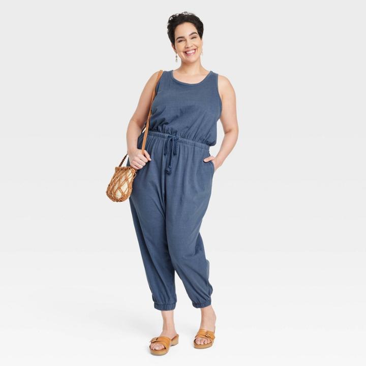 Women's Plus Size Knit Jumpsuit - Universal Thread Dark Blue