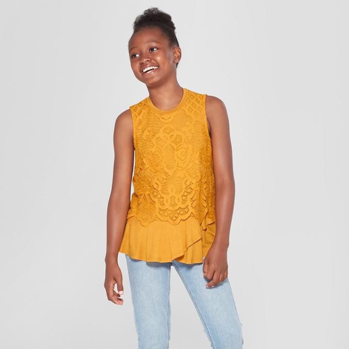 Girls' Lace Tank Top - Art Class Yellow