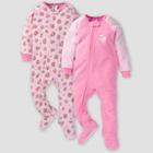 Gerber Baby Girls' Leopard Blanket Sleeper Footed Pajama - Pink