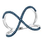 Distributed By Target 1/7 Ct. T.w. Round-cut Blue Diamond Prong Set Geometric Ring In Sterling Silver (7), Women's, White
