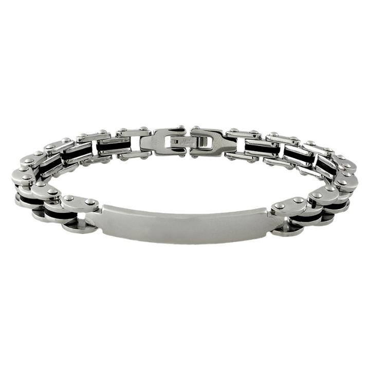 Target Men's Stainless Steel And Rubber Id Bracelet,