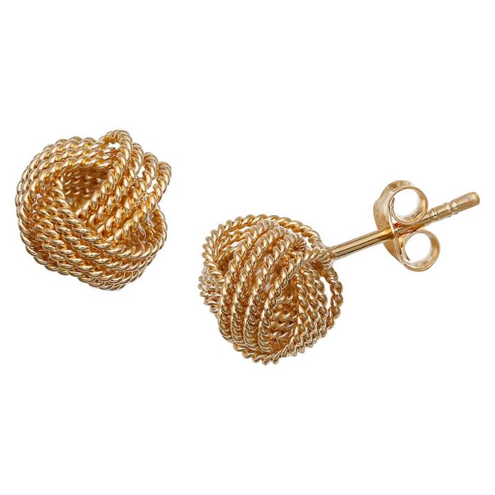 Treasure Lockets Gold Vermeil Sterling Silver Textured Loveknot Stud Earrings