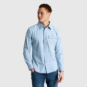 Men's United By Blue Organic Chambray Long Sleeve Button-down Shirt - Chambray Indigo