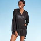 Women's Knit Beach Cover Up Hoodie - Kona Sol Black