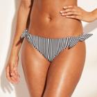 Women's Sun Coast Cheeky Tie Side Bikini Bottom - Shade & Shore Black/white