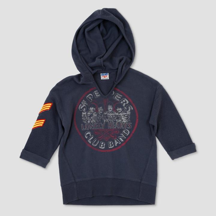 Junk Food Girls' The Beatles Sgt. Pepper's Lonely Hearts Crew Neck Pullover Sweatshirt - Navy