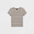 Toddler Girls' Ribbed Ruffle Short Sleeve T-shirt - Art Class Cream