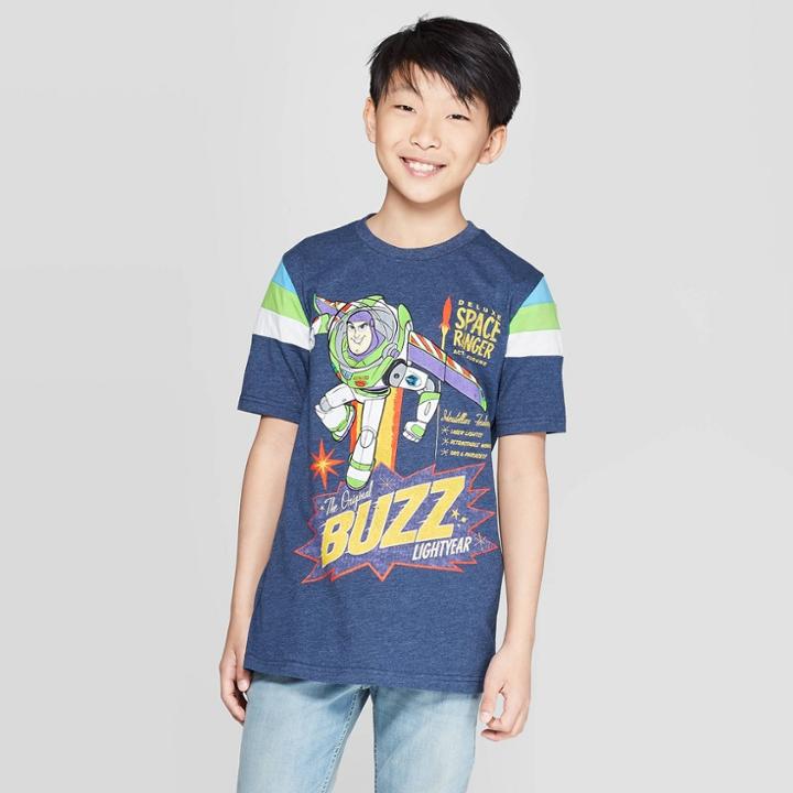 Boys' Toy Story Buzz Lightyear Short Sleeve T-shirt - Navy Heather