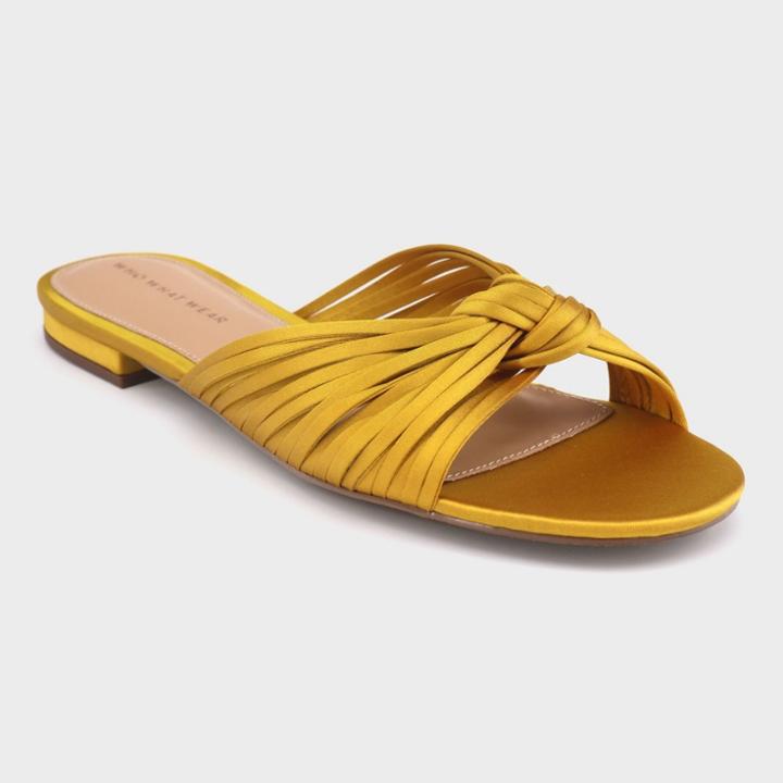 Women's Grace Satin Knotted Slide Sandals - Who What Wear Yellow