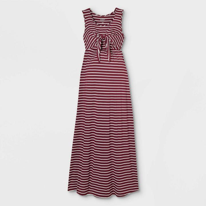 Sleeveless Tie-front Nursing Maternity Dress - Isabel Maternity By Ingrid & Isabel Berry Striped Xs, Pink
