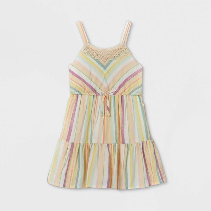 Toddler Girls' Tank Top Striped Crochet Dress - Art Class