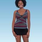 Women's Slimming Control Seamed V-neck Tankini Top - Dreamsuit By Miracle Brands Black