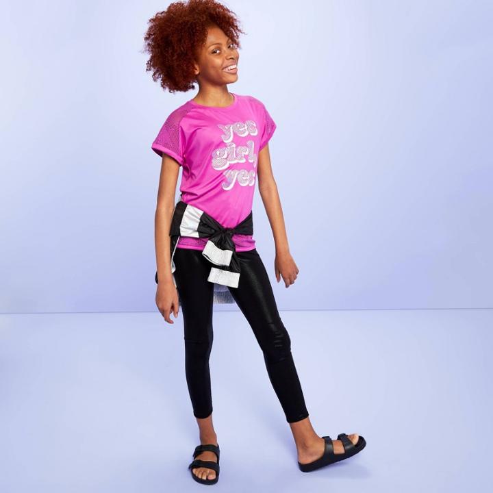 Petitegirls' Short Sleeve 'yes Girl' T-shirt - More Than Magic Magenta Xs, Girl's,