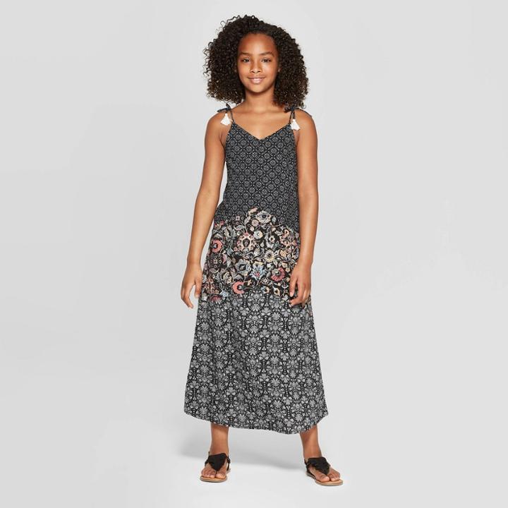 Girls' Tassle Tie Maxi Dress - Art Class Black