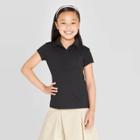 Girls' Short Sleeve Performance Uniform Polo Shirt - Cat & Jack Black