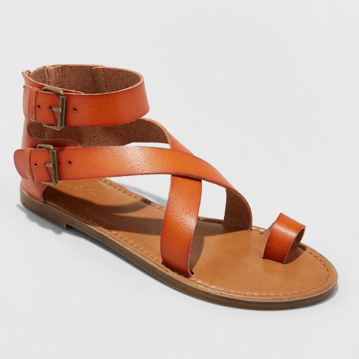 Women's Maribella Wide Width Toe Wrap Gladiator Sandal - Universal Thread Cognac (red) 7.5w,