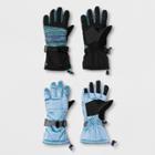 Girls' 2pk Iridescent & Spacedye Gloves - C9 Champion 4/7, Black Green Purple
