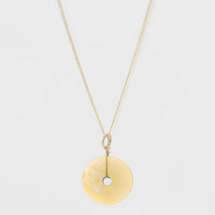 Semi-precious Stones With Matte Brown Lip Shell Necklace - Universal Thread Tan, Women's