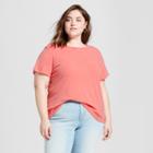 Women's Plus Size Meriwether Crew Neck Short Sleeve T-shirt - Universal Thread Coral (pink)