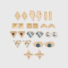 Girls' 12pk Moon Heart Triangle Mixed Necklace Earrings - Art Class , Gold/grey