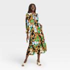 Women's Balloon Long Sleeve Dress - Who What Wear Brown Floral
