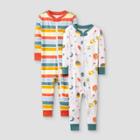 Baby Boys' 2pk Galaxy Print Snug Fit Pajama Romper - Cat & Jack 12m, Green/black/orange
