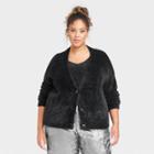 Women's Plus Size Fuzzy Cardigan - A New Day Black