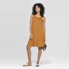 Women's Regular Fit Sleeveless Round Neck Knit Tank Dress - A New Day Rust (red)