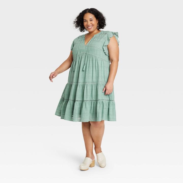 Women's Plus Size Flutter Short Sleeve Dress - Knox Rose