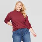 Women's Plus Size Long Sleeve Turtleneck Directional Rib Tunic - Ava & Viv Brick Red X, Women's