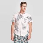 Men's Standard Fit Floral Print Short Sleeve Poplin Button-down Shirt - Goodfellow & Co Pink S, Men's,