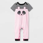 Petitebaby Girls' Short Sleeve Critter Panda Face Romper - Cat & Jack Pink Newborn, Girl's