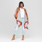 Women's Plus Size Woven Plaid Poncho Sweater - Universal Thread Rust (red) One Size Plus, Size: Osfm