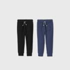 Toddler Boys' 2pk Rib Jogger Pants - Cat & Jack Black/navy 12m, Black/blue