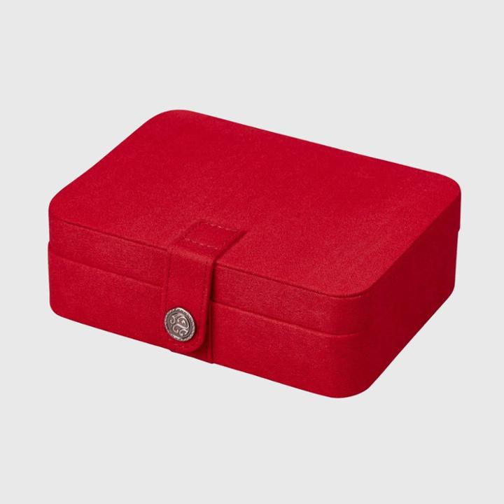 Mele & Co. Giana Women's Plush Fabric Jewelry Box With Lift Out Tray-red